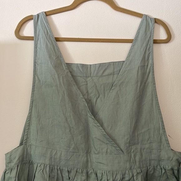 🌟HOST PICK🌟 NWOT Listicle Large Mint Green Linen Pinafore Jumper Apron Dress - Picture 6 of 9